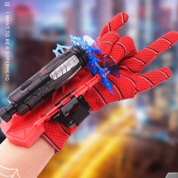 Cosplay di plastica del lanciatore di guanti Spiderman, giocattolo per bambini