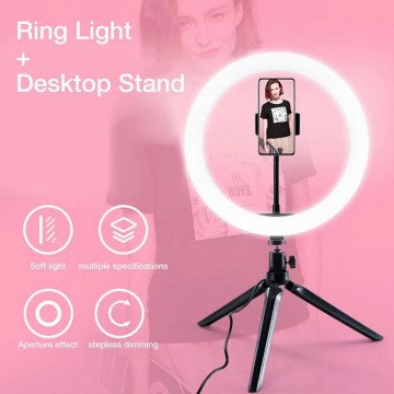Selfie-Ringlicht mit Stativ-LED-Lampe und Bluetooth-Fernbedienung