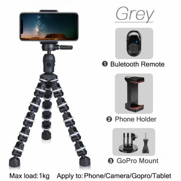 Tripod for Phone with Mobile phone Holder grey