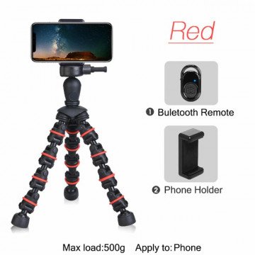 Tripod for Phone with Mobile phone Holder red