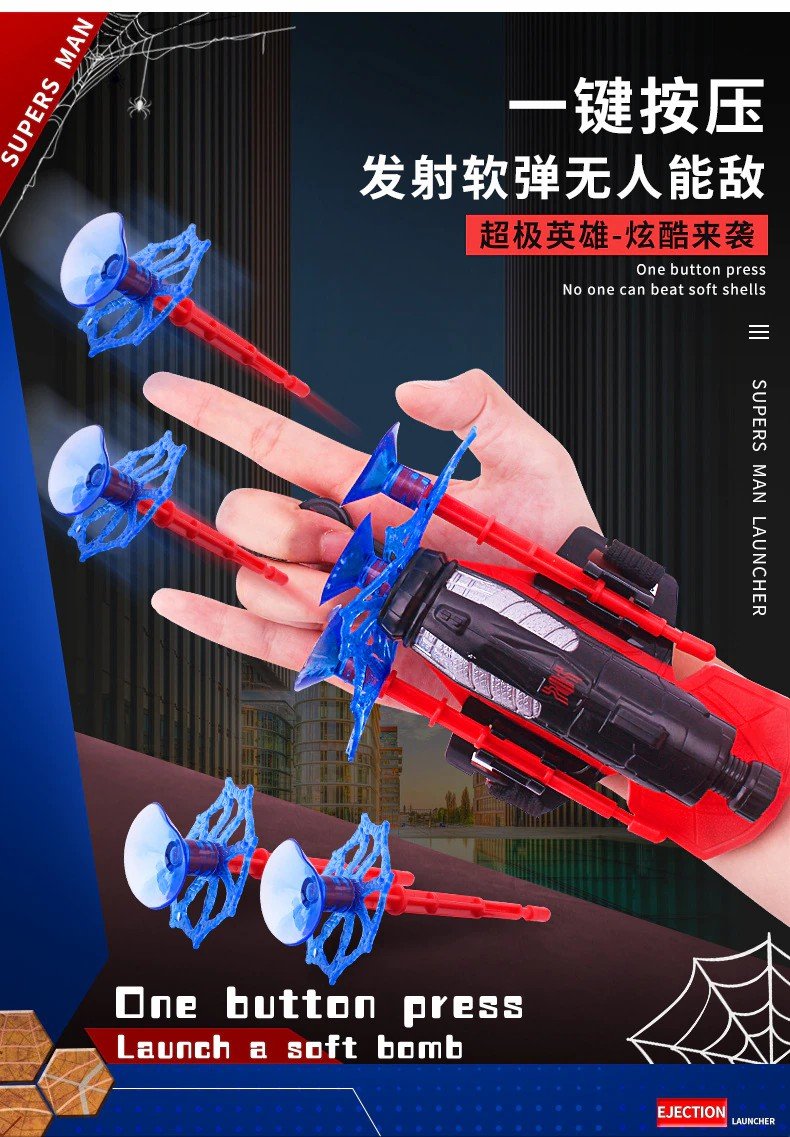 Spiderman Glove Launcher Plastic Cosplay, kids toy